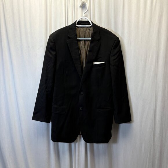 Renoir Mens Suit Jacket Size L42 Black Notched Lapel Two Button Wool Blazer - Picture 1 of 7